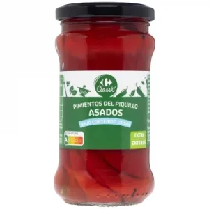 Pimientos del Piquillo Enteros bajo Contenido en Sal Classic  Carrefour 225 G.