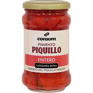 Pimientos Piquillo Entero 8/12 Piezas Frasco 225 Gr