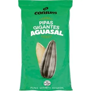 Pipas Gigantes Tostadas Aguasal en Bolsa 200 Gr