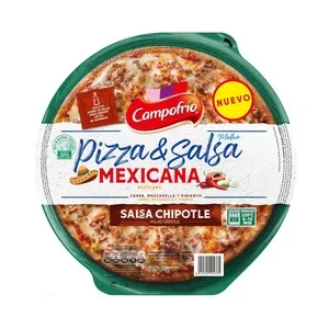 Campofrío Pizza & Salsa Pizza Mexicana (carne, Mozarella y Pimiento), con Salsa Chipotle 400 G.