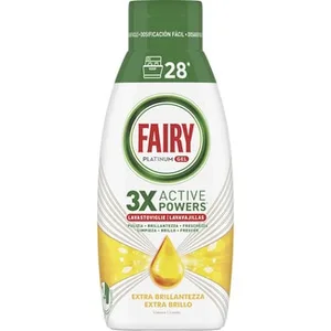 Platinum Gel 3x Active Powers Detergente Lavavajillas Concentrado Extra Brillo Limón  Fairy 28.22 Dosis
