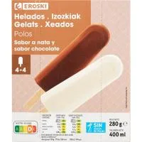 Polos de Nata y Chocolate Eroski, Pack 8x35 G