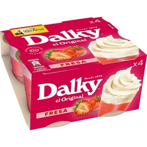 Postre de Fresa con Nata Pack 4  la Lechera Dalky 100 G