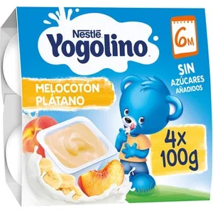 Postre Lácteo de Plátano y Melocotón sin Gluten desde 6 Meses Pack 4 sin Aceite de Palma Nestle Yogolino