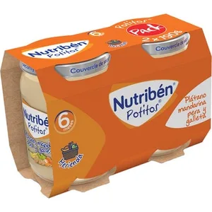 Potitos Merienda Tarrito Plátano, Mandarina, Pera y Galleta desde 6 Meses Pack 2 Nutriben
