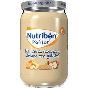 Potitos Tarrito de Manzana, Naranja y Plátano con Galleta desde 6 Meses Nutriben