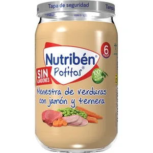 Potitos Tarrito Menestra de Verduras con Jamón y Ternera sin Almidones desde 6 Meses Nutriben