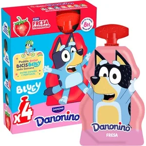 Pouch Sabor Fresa para Llevar sin Gluten Pack 4 Danone Danonino