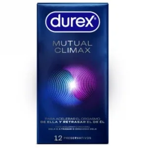 Preservativos con Puntos y Estrías para Ella y Efecto Retardante Eyaculación para Él Mutual Clímax Durex 12 Ud.
