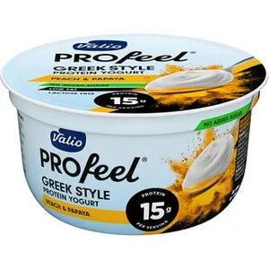 Profeel Estilo Griego con Proteínas Melocotón & Papaya sin Azúcar Añadido sin Lactosa  Valio 160 G