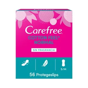 Carefree Protege Slips Normales, sin Fragancia Carefree Cotton 56 Uds.