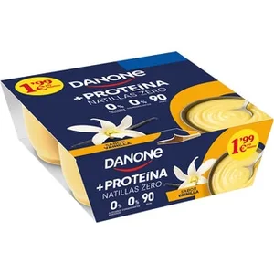 Protein Natillas con Proteínas Sabor Vainilla 0% Azúcares Añadidos Pack 4 sin Gluten Danone