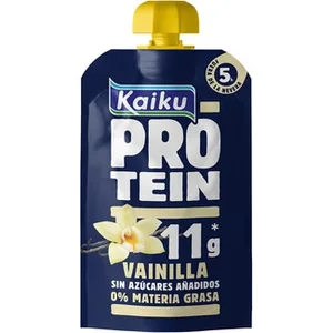 Protein Vainilla sin Azúcares Añadidos Pouch Preparado Lácteo Fermentado con Vainilla y Edulcorantes sin Lactosa Kaiku