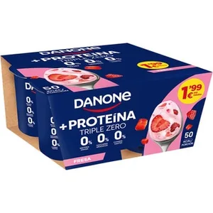 Protein Yogur con Proteínas con Fresa Desnatado 0% M.g. 0% Azúcares Añadidos Pack 4 sin Gluten Danone