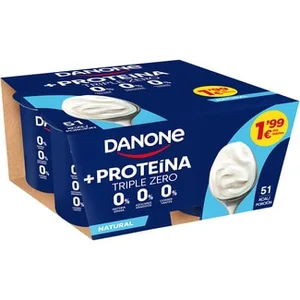 Protein Yogur con Proteínas Natural Desnatado 0% M.g. 0% Azúcares Añadidos Pack 4 0% Conservantes Danone
