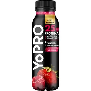 Proteínas Líquido con Fresa y Frambuesa Desnatado 0% M.g. 0% Azúcares Añadidos sin Lactosa Botella 300 G Danone Yopro
