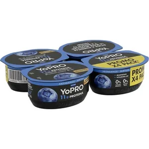 Proteínas Sabor Arándano 0% Azúcares Añadidos 0% M.g. Pack 4 + Magnesio + Vitamina B9 Danone Yopro