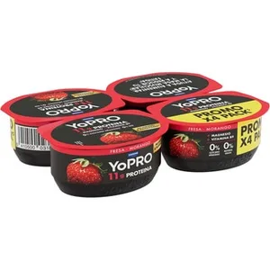 Proteínas Sabor Fresa 0% Azúcares Añadidos 0% M.g. Pack 4 + Magnesio + Vitamina B9 Danone Yopro 120 G