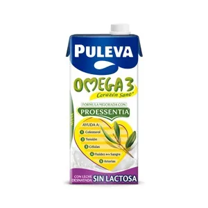 Puleva Omega 3 Preparado Lacteo Desnatado, sin Lactosa y Enriquecido con Ácido Oleico y Omega 3 1 L. 1000 ML