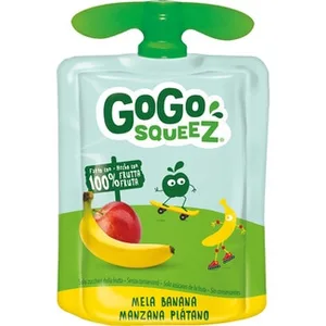 Puré de Manzana y Plátano 100% Fruta con Zumo de Manzana y Limón a Partir de Concentrado Gogo Squeez