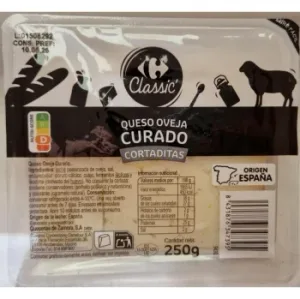 Queso de Oveja Curado en Cuña Carrefour Classic 250 G.