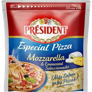 Queso Francés Rallado Mezcla de Mozzarella y Emmental Especial Pizza Elaborado con Leche Pasteurizada President 150 G