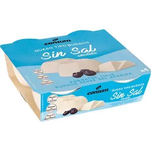 Queso Fresco sin Sal Pack de 4 Unidades 4 X 62,5 Gr