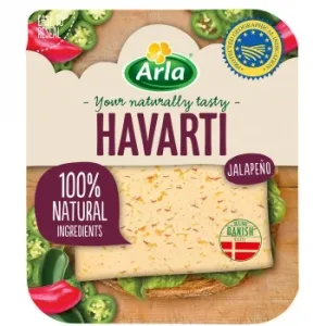 Queso Havarti en Lonchas con Jalapeños Arla 150 G.