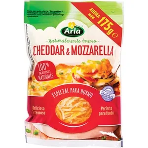 Queso Rallado Cheddar & Mozzarella de Vaca Especial para Horno Elaborado con Leche Pasteurizada Arla 175 G