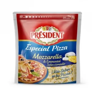 Queso Rallado Mozzarella y Emmental Especial Pizza Président 150 G.