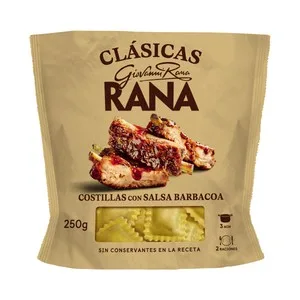 Rana Clásicas Raviolis de Pasta Fresca Rellenos de Carne de Costillas con Salsa Barbacoa 250 G.