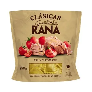 Rana Ravioli de Pasta Fresca al Huevo, Rellenos de Atún y Tomate Rana Clásica 250 G.