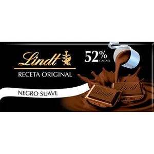 Receta Original Chocolate Negro Suave 52% Cacao  Lindt 100 G