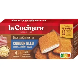 Recetas Crujientes Cordon Bleu de Cerdo Jamón y Queso 4 Unidades  la Cocinera 376 G