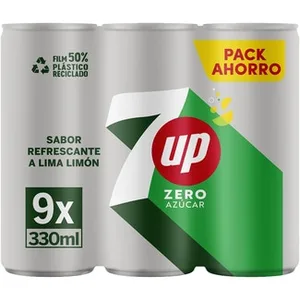 Refresco de Lima Limón sin Azúcar con Gas Pack 9 Seven UP Zero