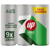 Refresco de Lima Limón Seven UP Zero, Pack 9x33 Cl