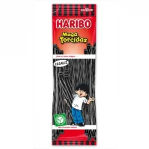 Regaliz de Goma Negro Mega Torcidas Haribo 200 G.