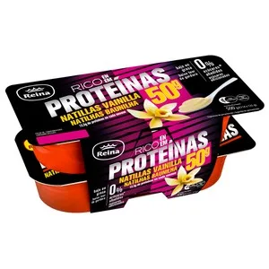 Reina Natillas de Vainilla Bajas en Grasa, sin Azúcares Añadidos y con Alto Contenido en Proteínas (12.5 G)  4 X 125 G. 500 G
