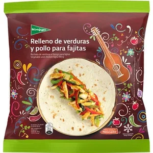 Relleno de Verduras y Pollo para Fajitas Incluye Bolsita Sazonador el Corte Ingles 400 G