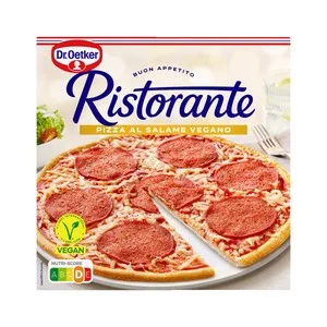 Dr. Oetker Ristorante Pizza Congelada de Masa Fina con Salami Vegano 295 G.