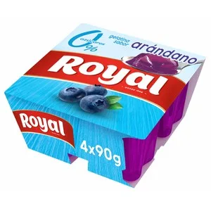 Royal Gelatina con Sabor a Arándanos, sin Azúcares Añadidos Royal 4 X 90 Ml. 400 G