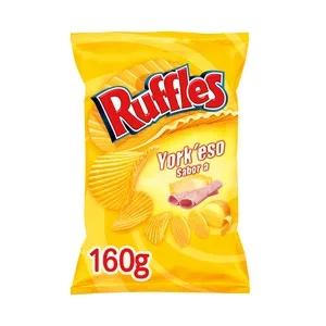 Ruffles Patatas Fritas Onduladas con Sabor a Jamón York y Queso Bolsa de 160 G. 150 G