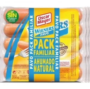 Salchichas de Pavo Wieners Oscar Mayer sin Gluten y sin Lactosa Pack de 3 Unidades de 200 G.