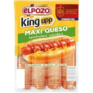 Salchichas Maxi Queso King Upp Elpozo sin Gluten 330 G.