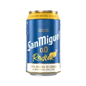 SAN Miguel Radler Cerveza (0,0% Alcohol) con Sabor a Limón Lata de 33 Cl. 330 ML