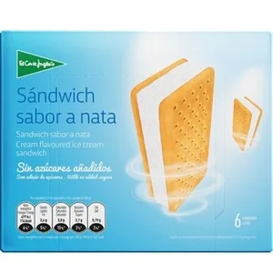 Sándwich de Helado Sabor a Nata sin Azúcares Añadidos 6 Unidades  el Corte Ingles 600 ML