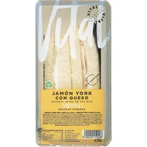 Sándwich Jamón York y Queso sin Corteza 150 Gr