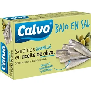 Sardinillas en Aceite de Oliva Bajas en Sal Calvo