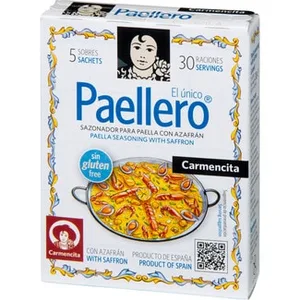 Sazonador para Paella con Azafrán sin Gluten 5 Sobres para 30 Raciones  Carmencita 20 G