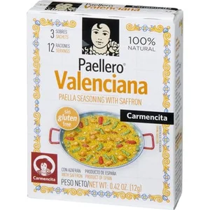 Sazonador para Paella Valenciana con Azafrán sin Gluten 3 Sobres para 12 Raciones  Carmencita 12 G